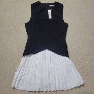 Commense Black and White Pleated Hem Mini Dress, NWT, Size Large (8/10)